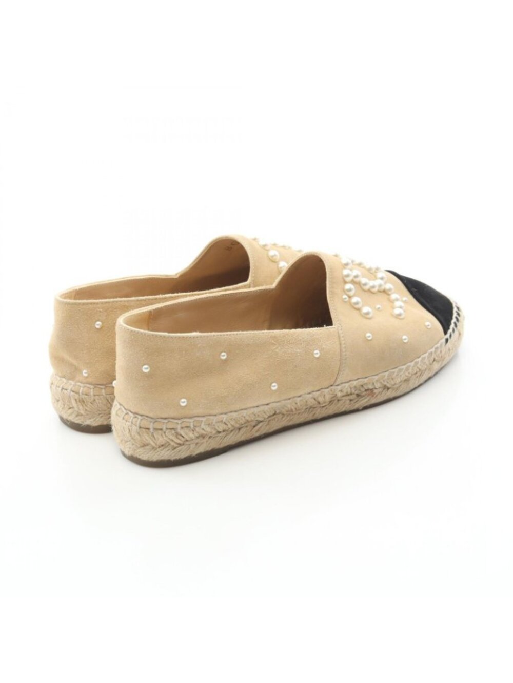 Chanel CC Logo Pearl Espadrille Slip on Suede - Picture 2 of 11